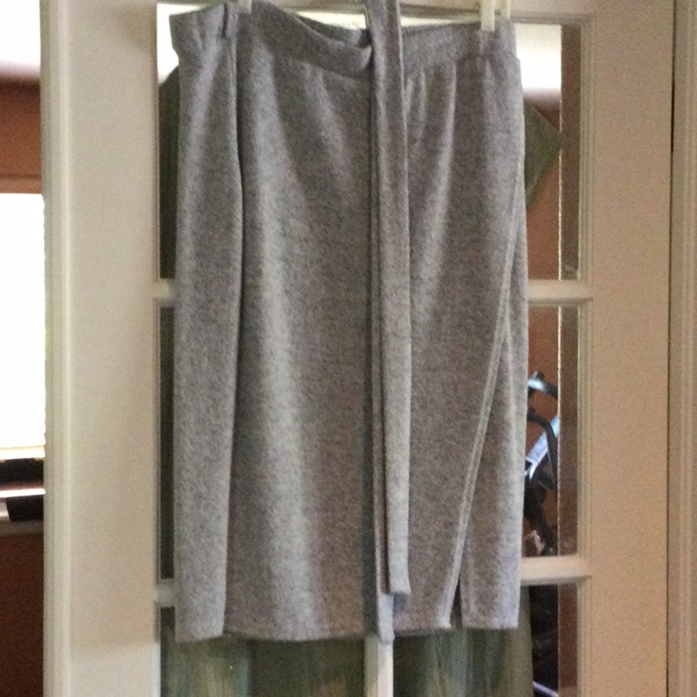 Brushed fleece faux wrap skirt